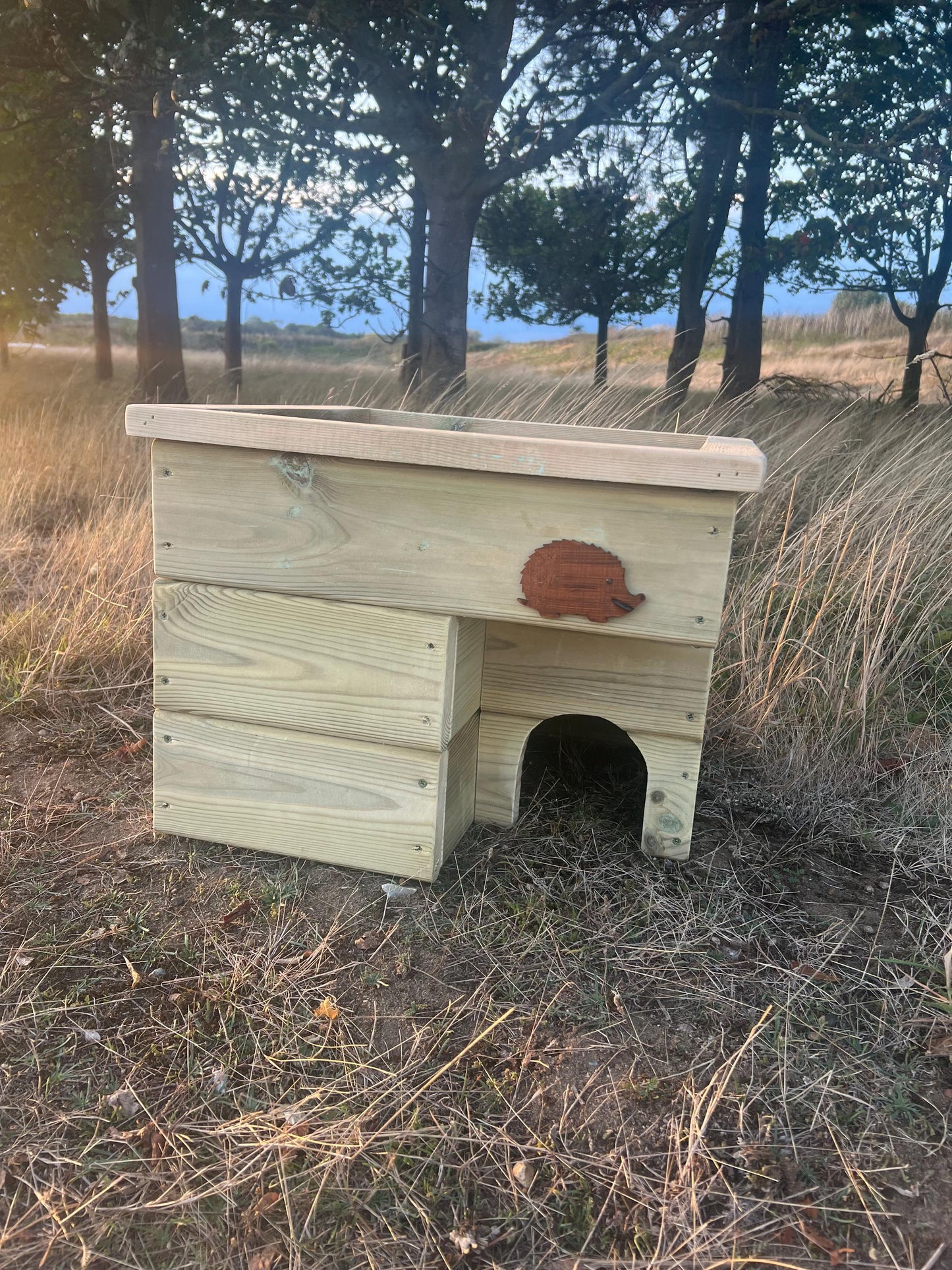 Hedgehog House Planter, 3 tier with extra deep planter on top, Hedgehog house, planter, planter top.