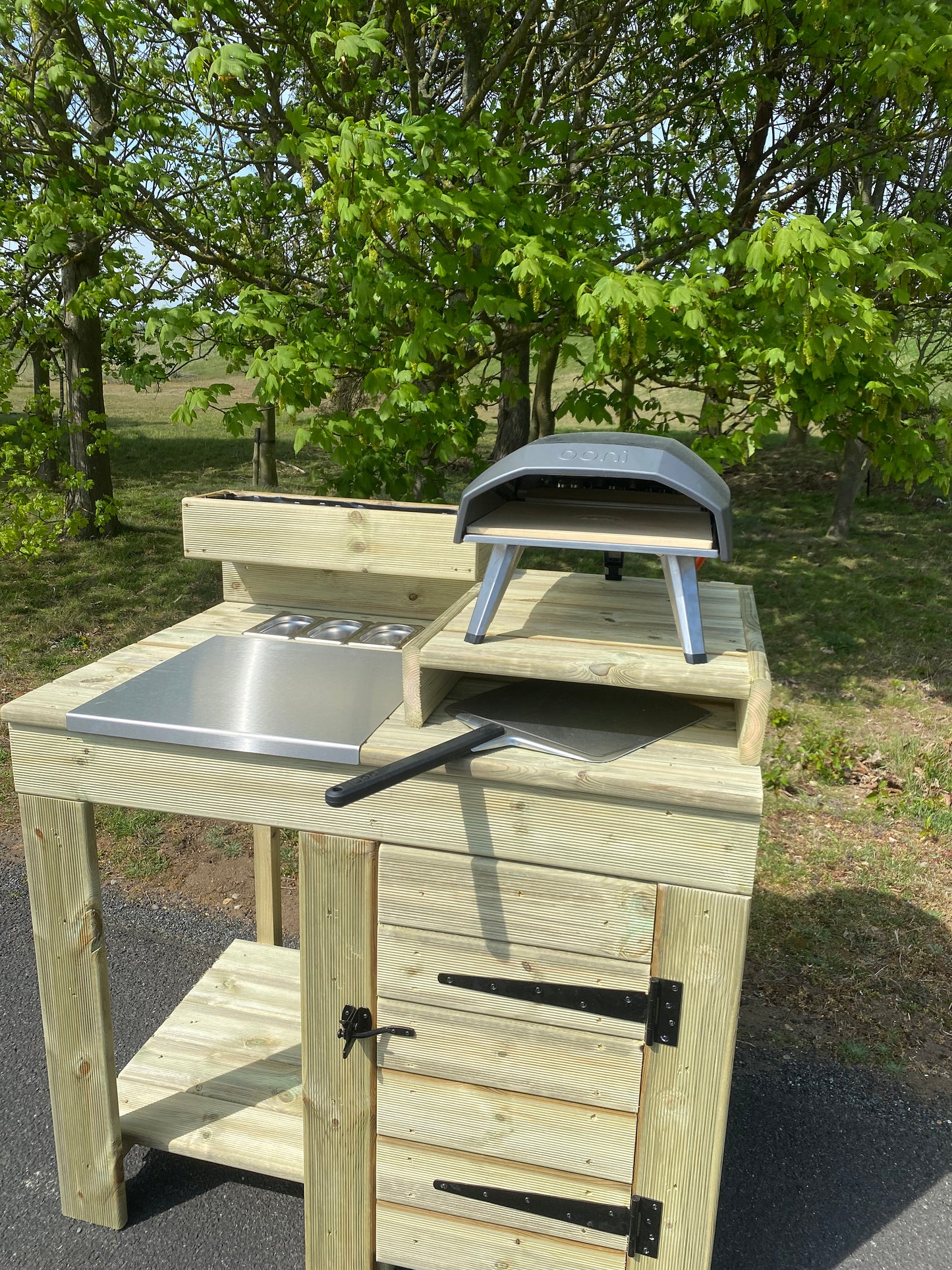 Pizza Table with storage cupboard
