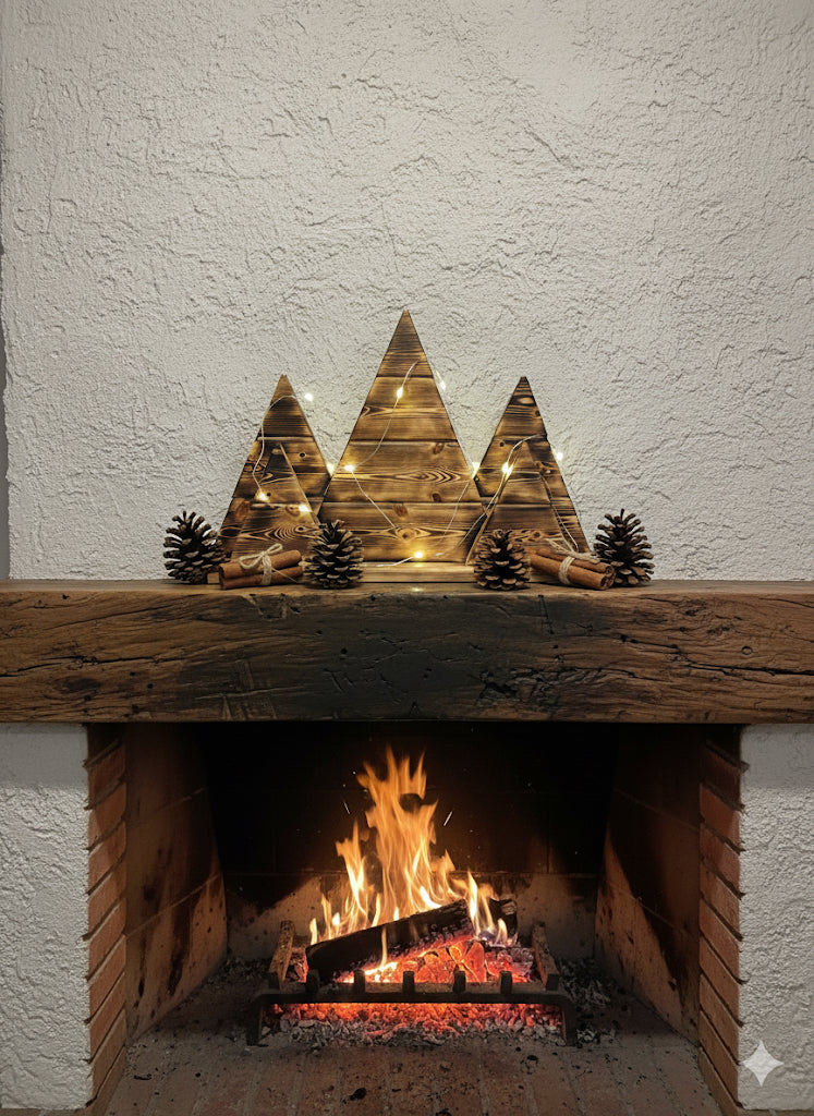 Wooden Christmas tree decoration for shelf/ mantle piece