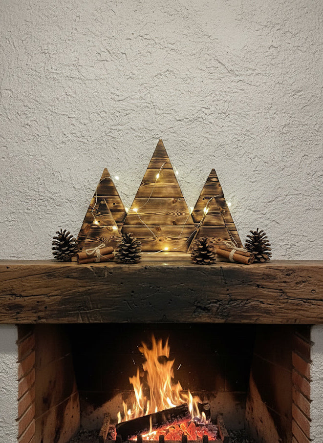 Wooden Christmas tree decoration for shelf/ mantle piece