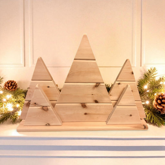 Wooden Christmas tree decoration for shelf/ mantle piece
