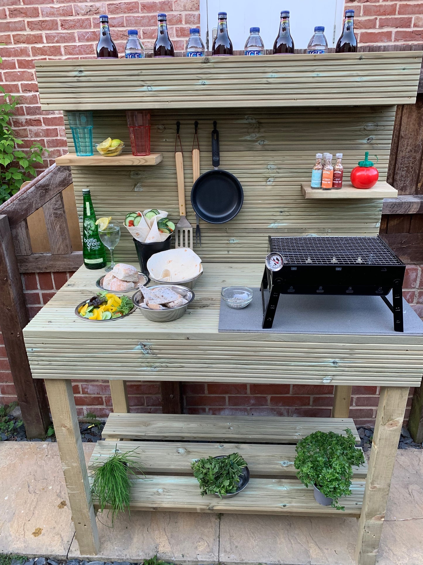 Outdoor BBQ Table, garden bar, potting Table