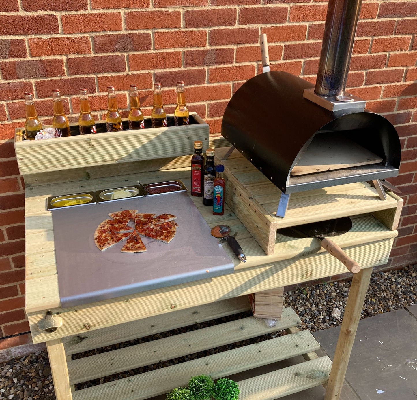 Outdoor pizza kitchen suitable for most ovens/ pizza table/ pizza oven table/ pizza oven kitchen/ outdoor serving table/ pizza oven stand.