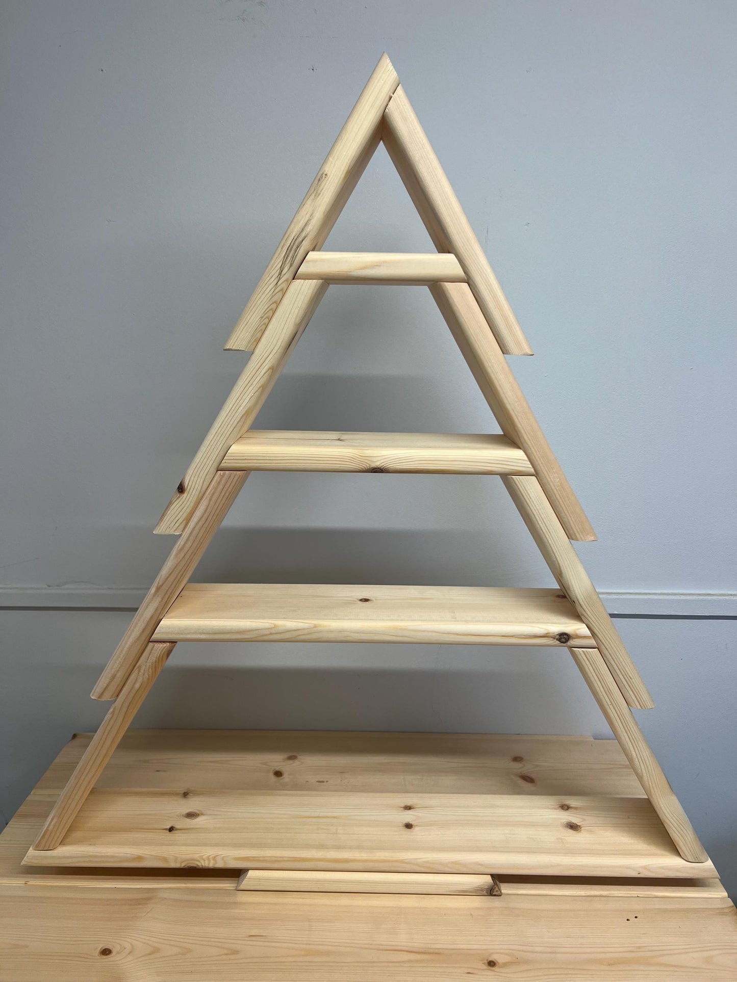 Christmas tree, Christmas shelf display finished in Swedish redwood timber for a lovely finish.