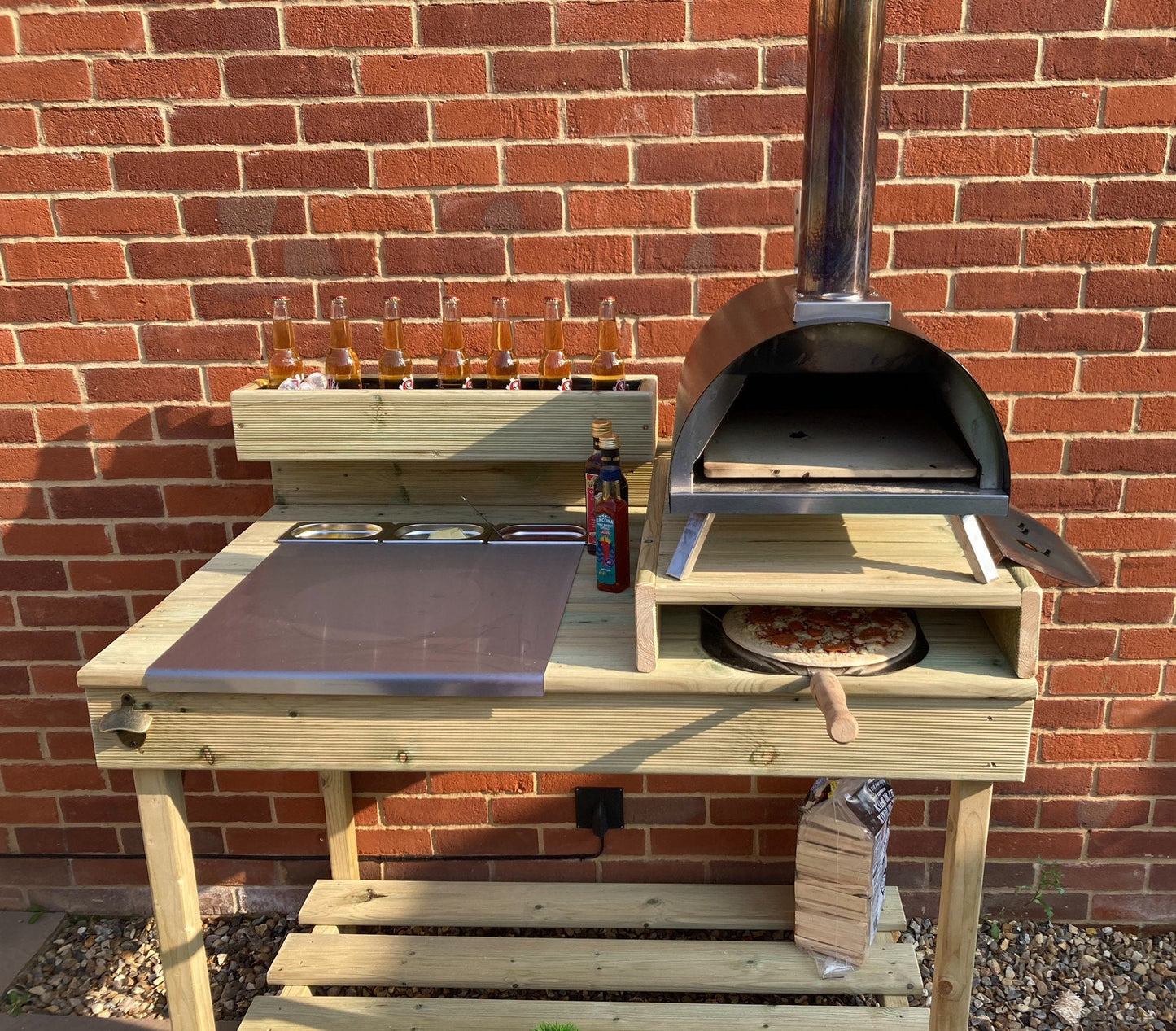 Outdoor pizza kitchen suitable for most ovens/ pizza table/ pizza oven table/ pizza oven kitchen/ outdoor serving table/ pizza oven stand.