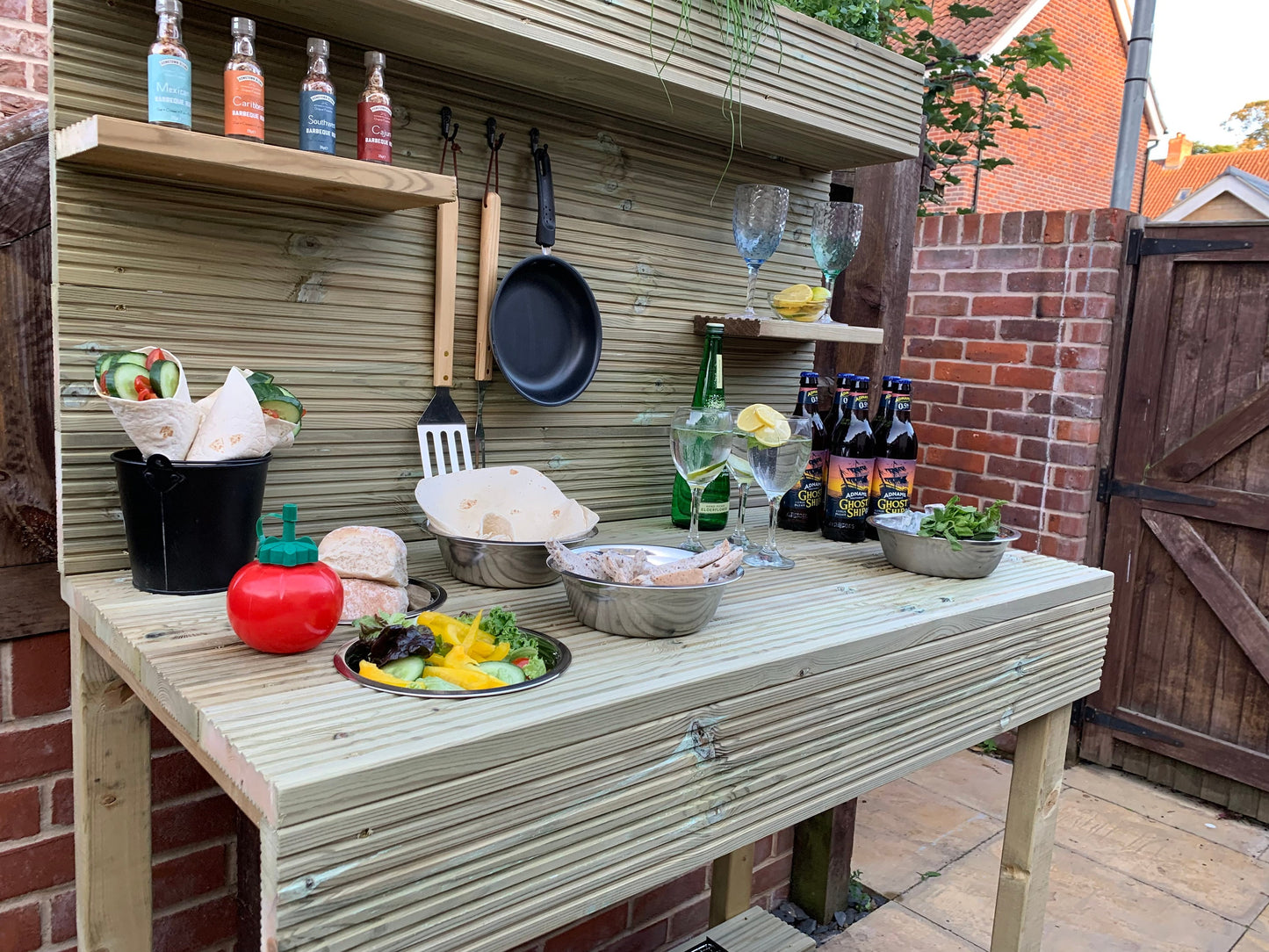 Outdoor BBQ Table, garden bar, potting Table