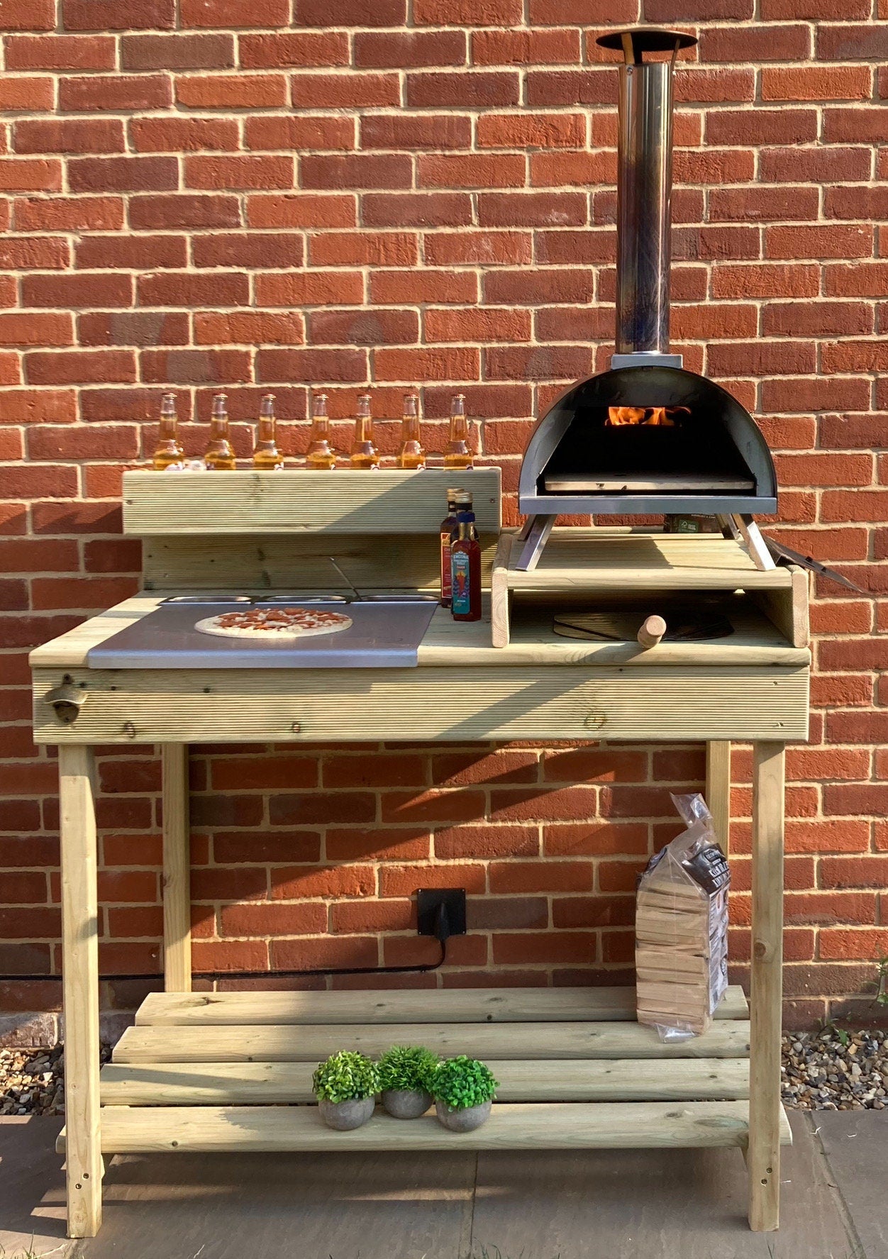 Outdoor pizza kitchen suitable for most ovens/ pizza table/ pizza oven table/ pizza oven kitchen/ outdoor serving table/ pizza oven stand.