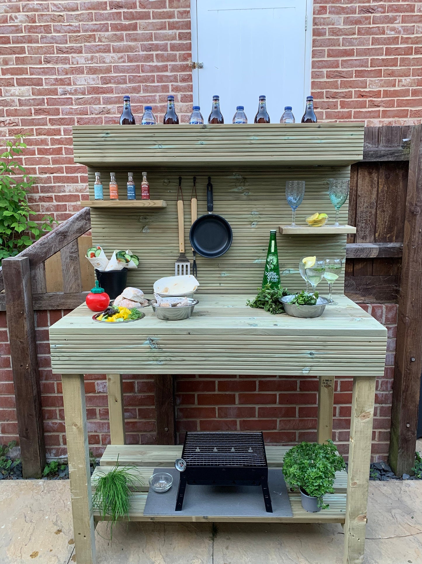 Outdoor BBQ Table, garden bar, potting Table