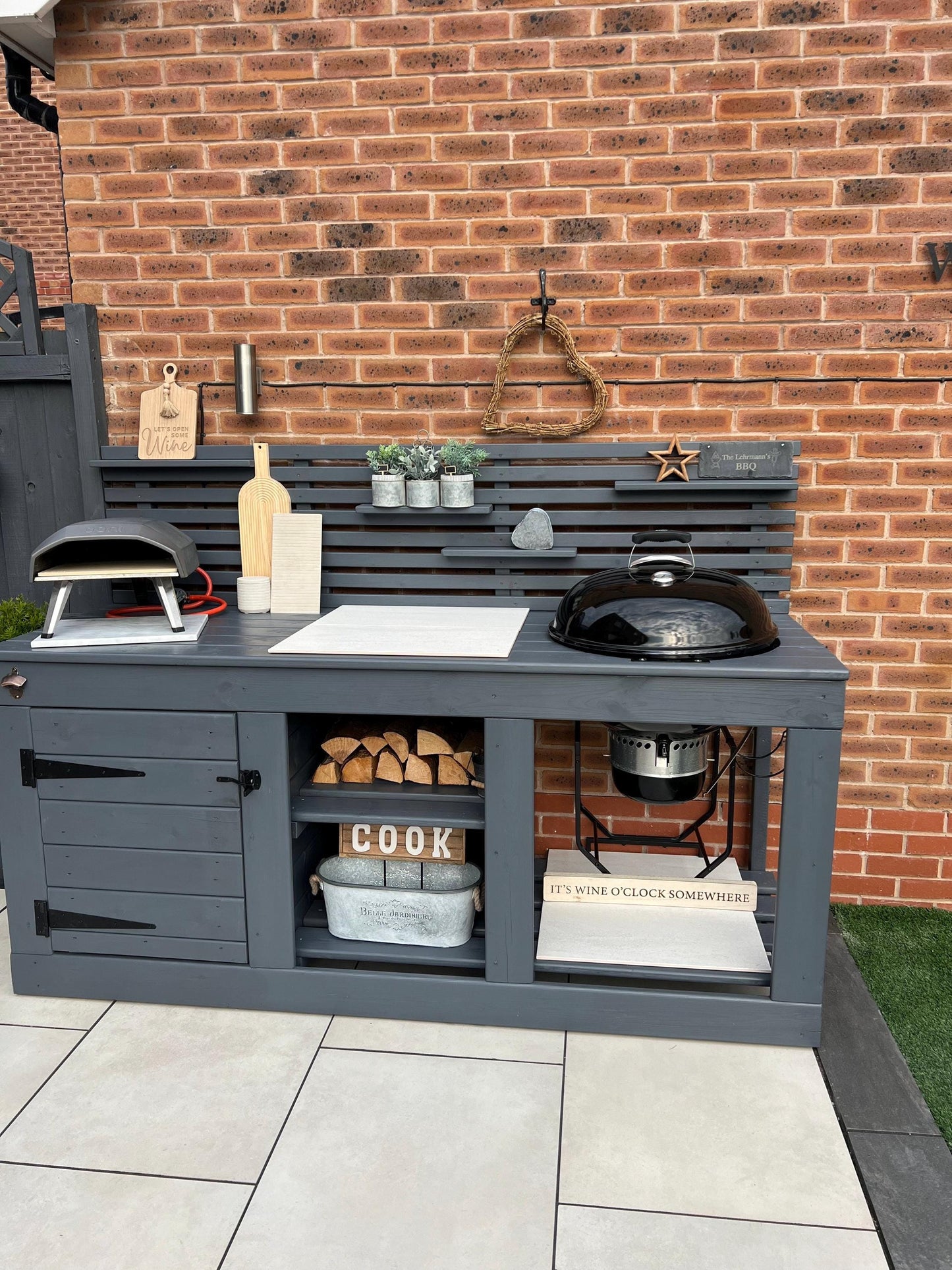 Weber Kettle BBQ Table/ Outdoor Kitchen/ modern bbq table/ Weber kettle unit