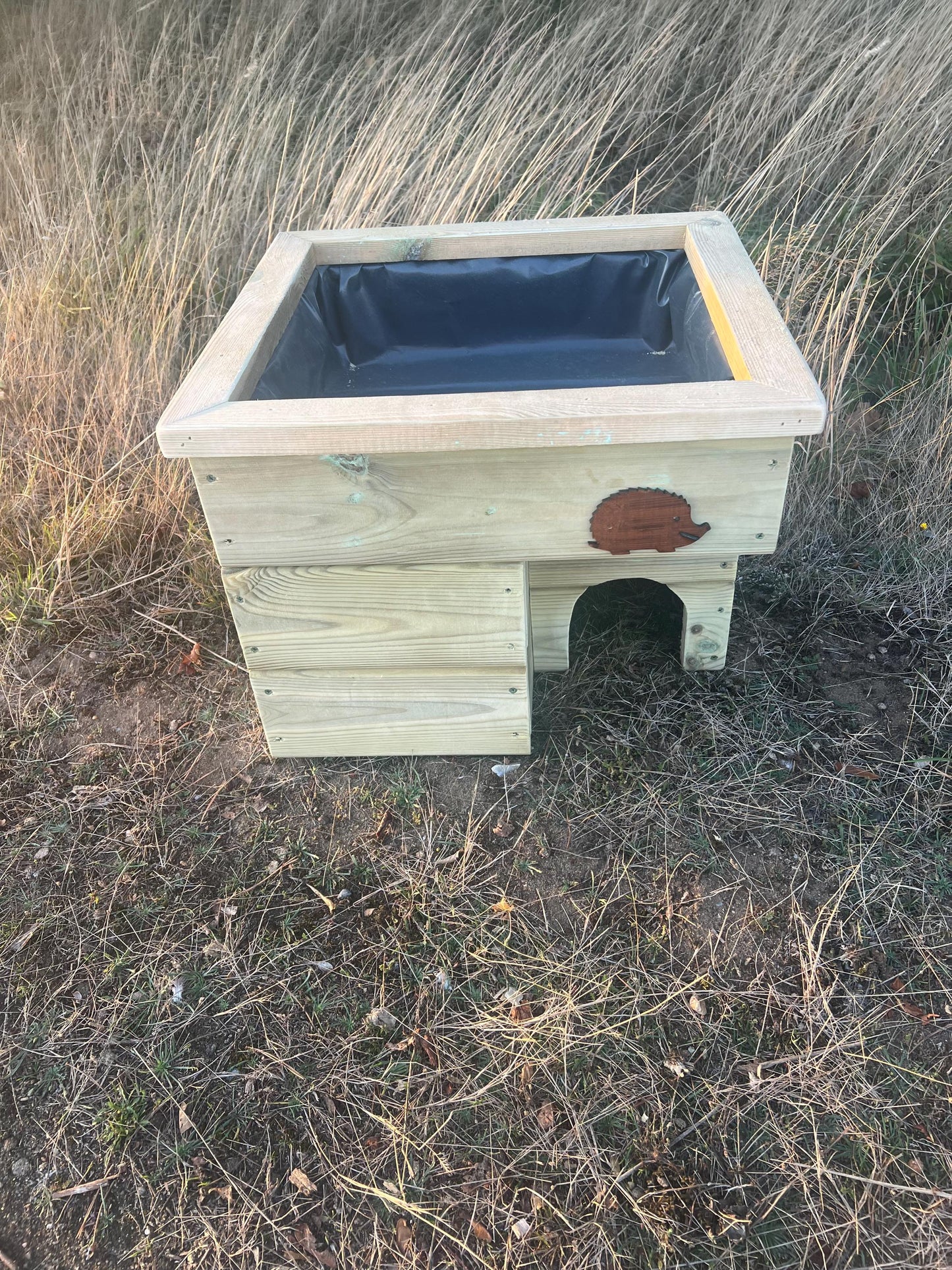 Hedgehog House Planter, 3 tier with extra deep planter on top, Hedgehog house, planter, planter top.