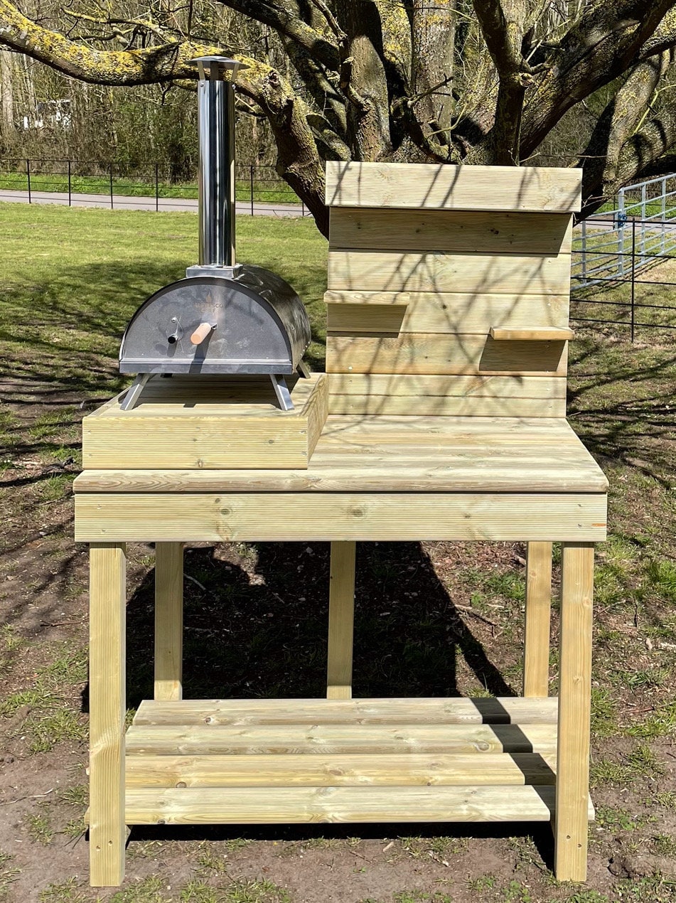 Outdoor pizza oven table/ pizza oven stand/ ooni pizza oven table/ outdoor dining/ pizza table