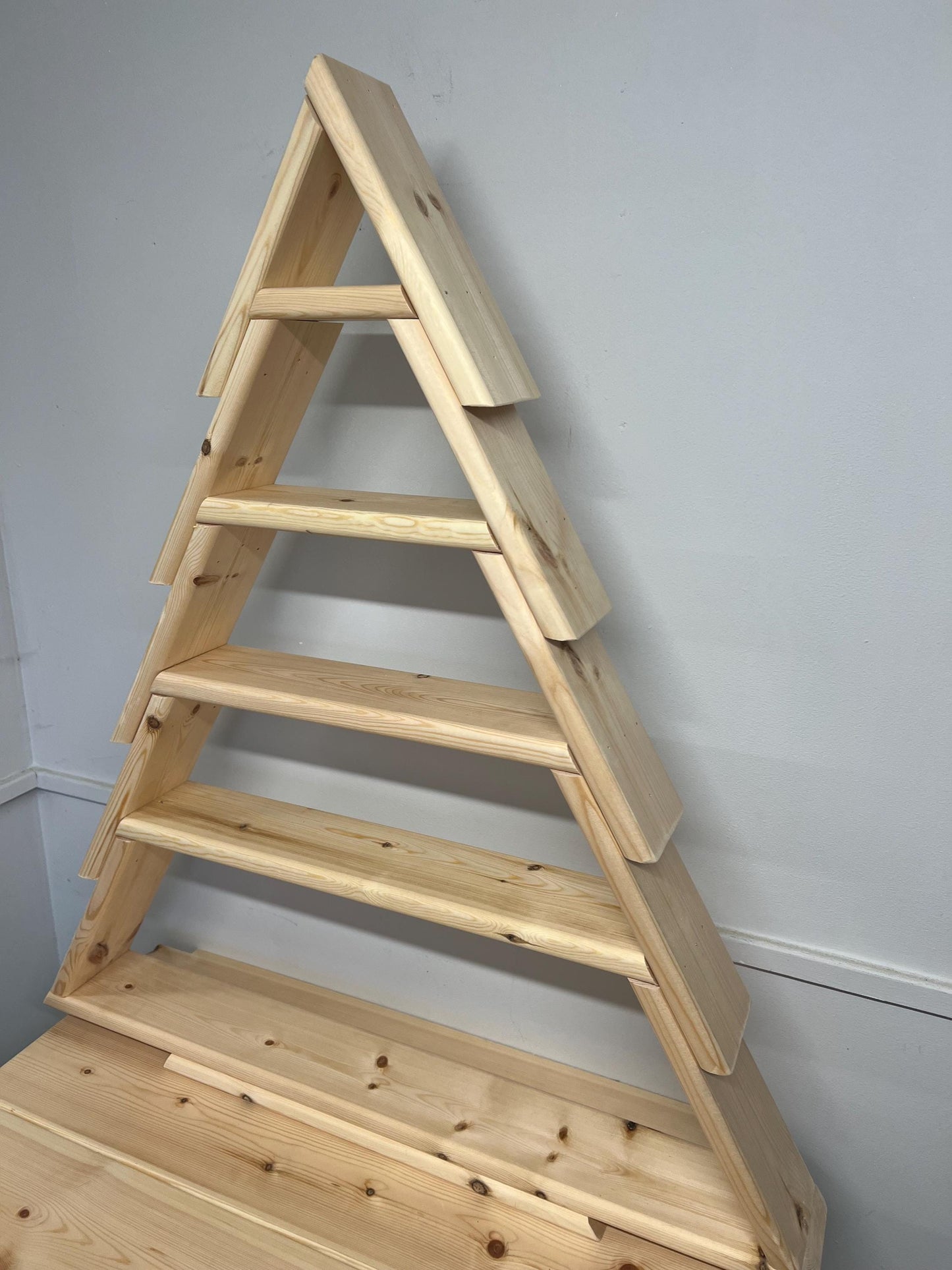 Christmas tree, Christmas shelf display finished in Swedish redwood timber for a lovely finish.