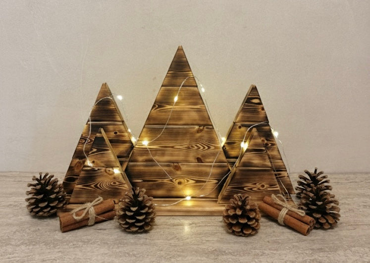 Wooden Christmas tree decoration for shelf/ mantle piece