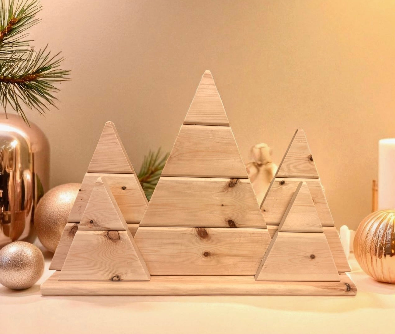 Wooden Christmas tree decoration for shelf/ mantle piece