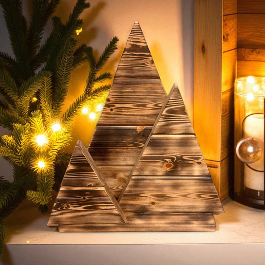 Wooden Christmas tree decoration for shelf/ mantle piece