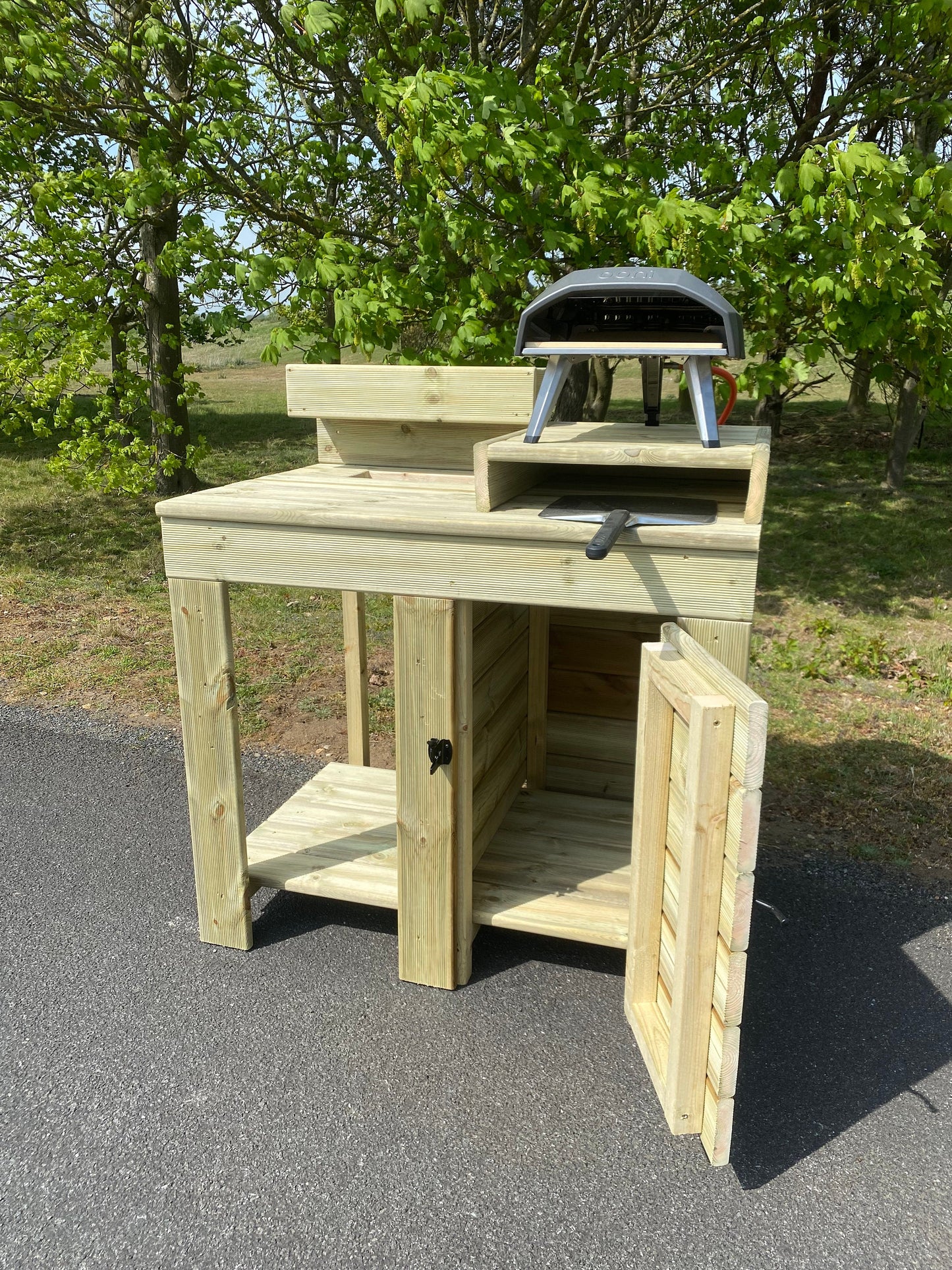 Pizza Table with storage cupboard