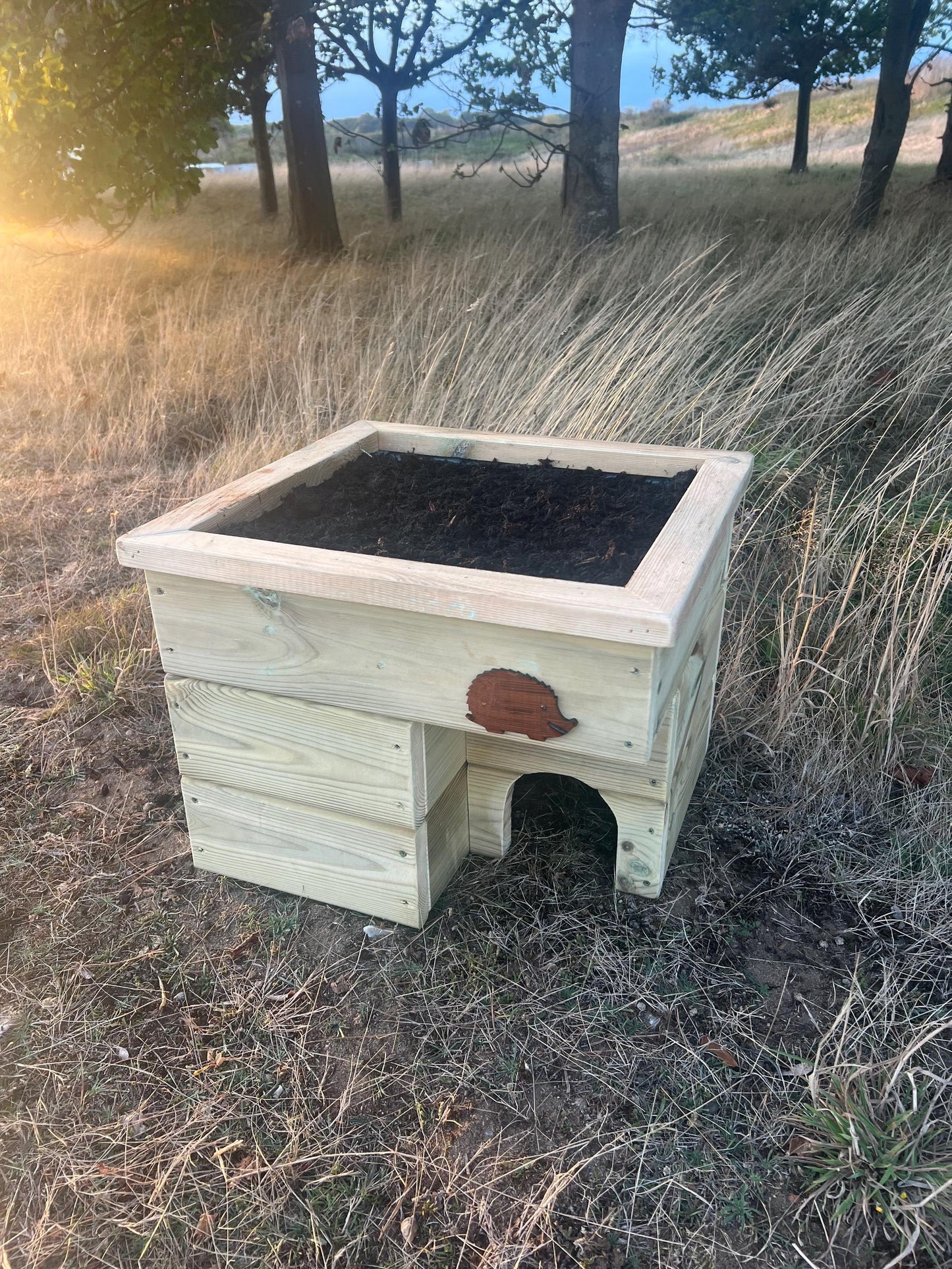 Hedgehog House Planter, 3 tier with extra deep planter on top, Hedgehog house, planter, planter top.